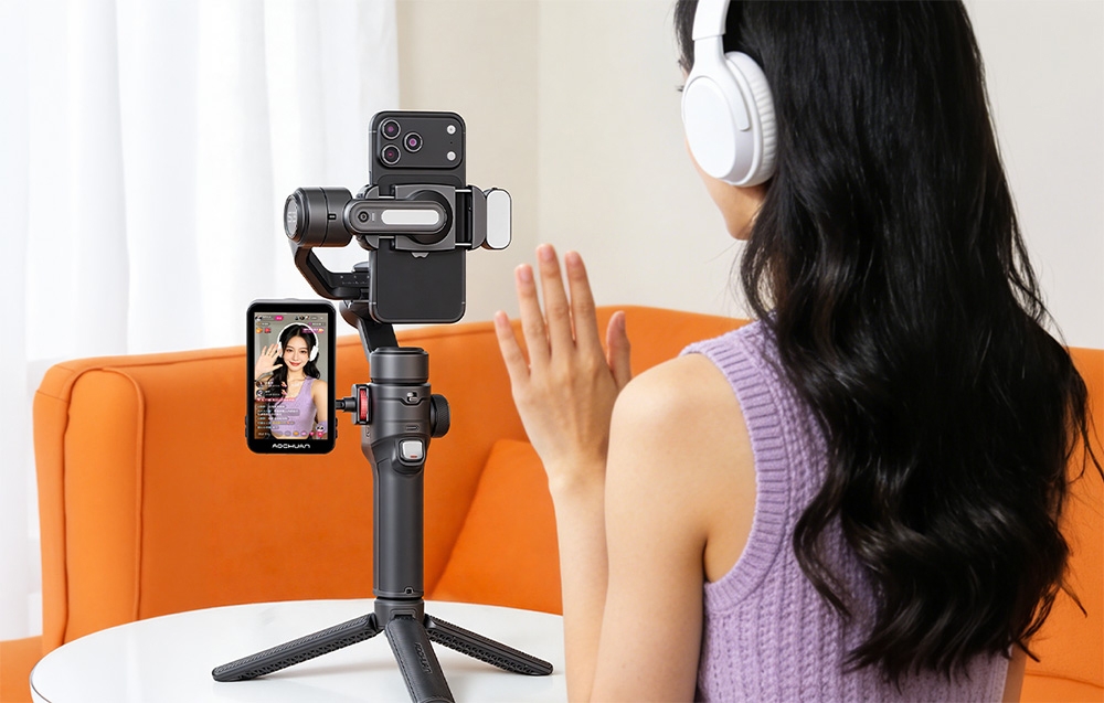 AOCHUAN S3 háromtengelyes okostelefon-gimbal kijelzővel, fekete-2