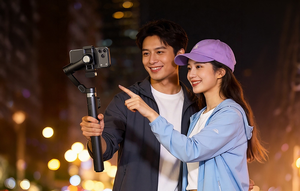 AOCHUAN V3 3 tengelyes okostelefon-gimbal AI érzékelővel, fekete-4