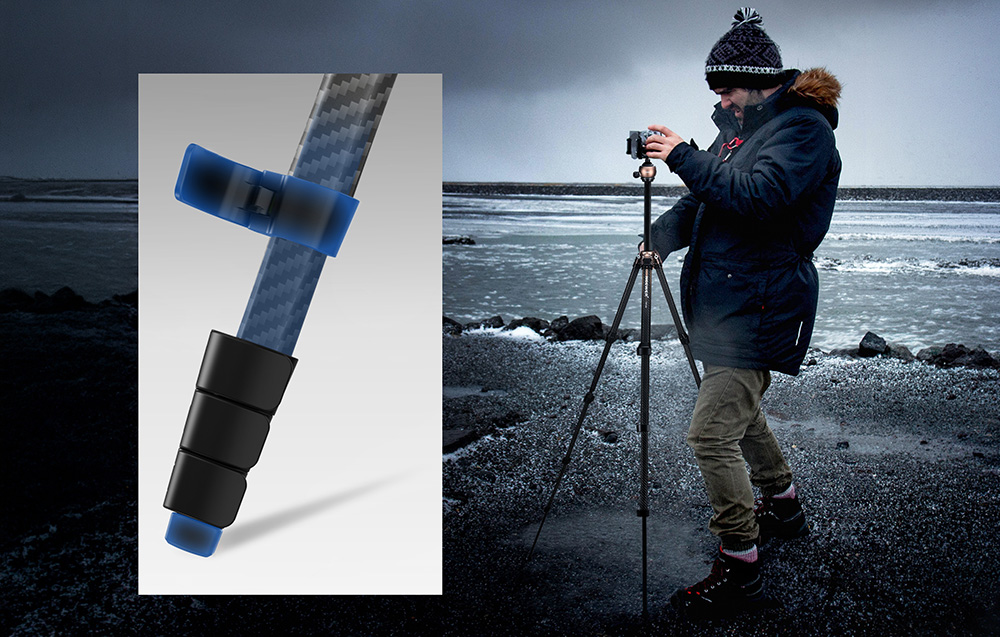 NEEWER LT35 szénszálas utazó tripod 360°-os gömbfejjel, ezüst-fekete-2