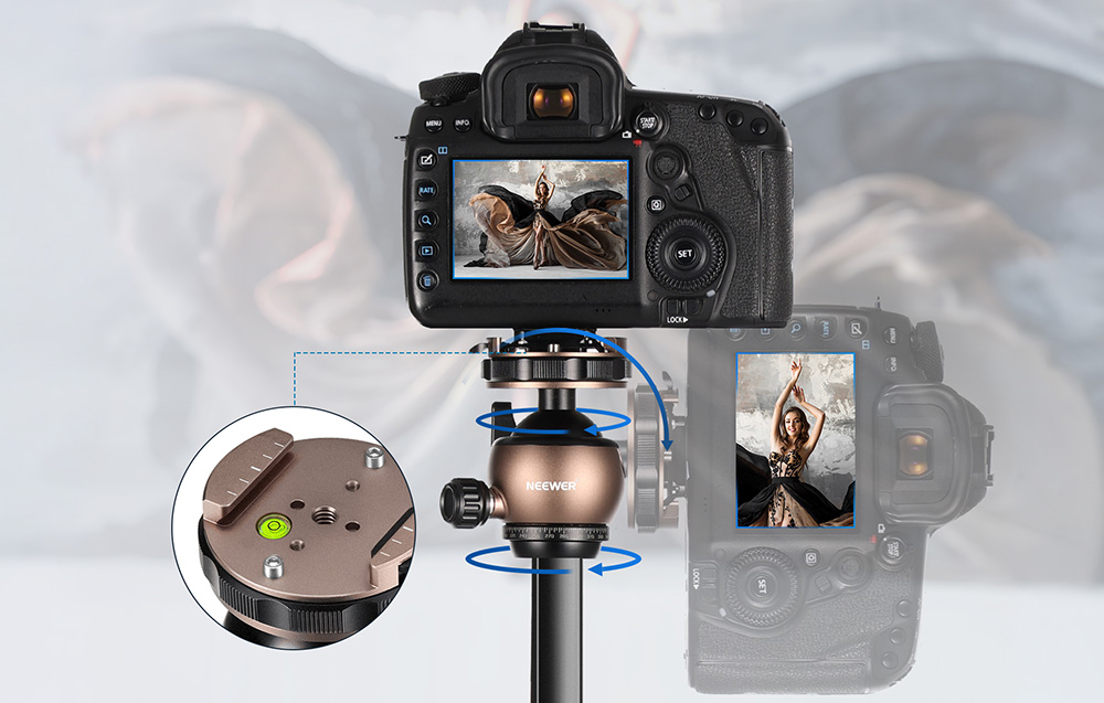 NEEWER LT35 szénszálas utazó tripod 360°-os gömbfejjel, ezüst-fekete-3
