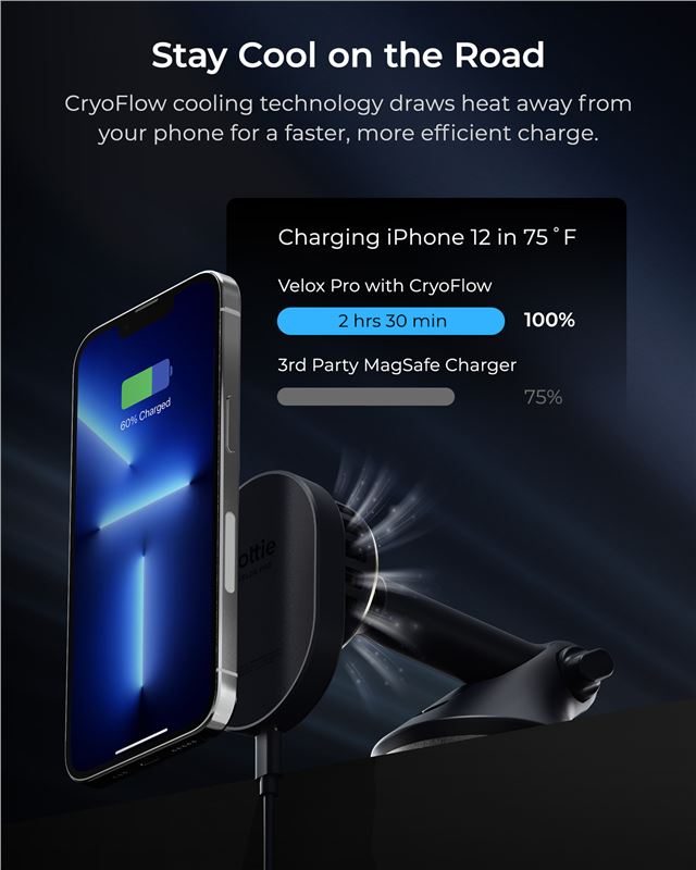 iOttie Velox Pro MagSafe mágneses vezeték nélküli autós tartó CryoFlow hűtéssel-11