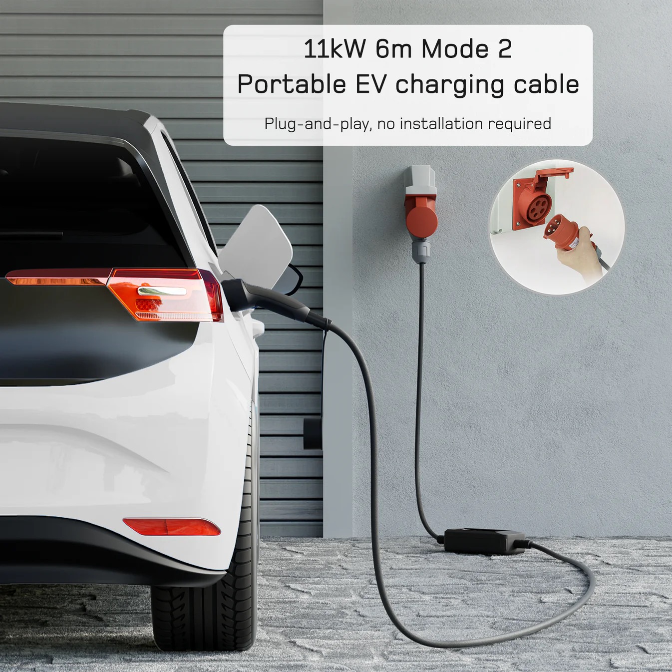 dé 11 kW hordozható elektromos autó töltő 7 m kábellel (APP VERSION) Type-2-1