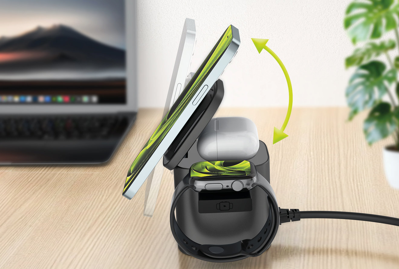 Mobile Origin PW37 6 az 1-ben összecsukható töltő, 100W Qi2 25W, MagSafe kompatibilis-4
