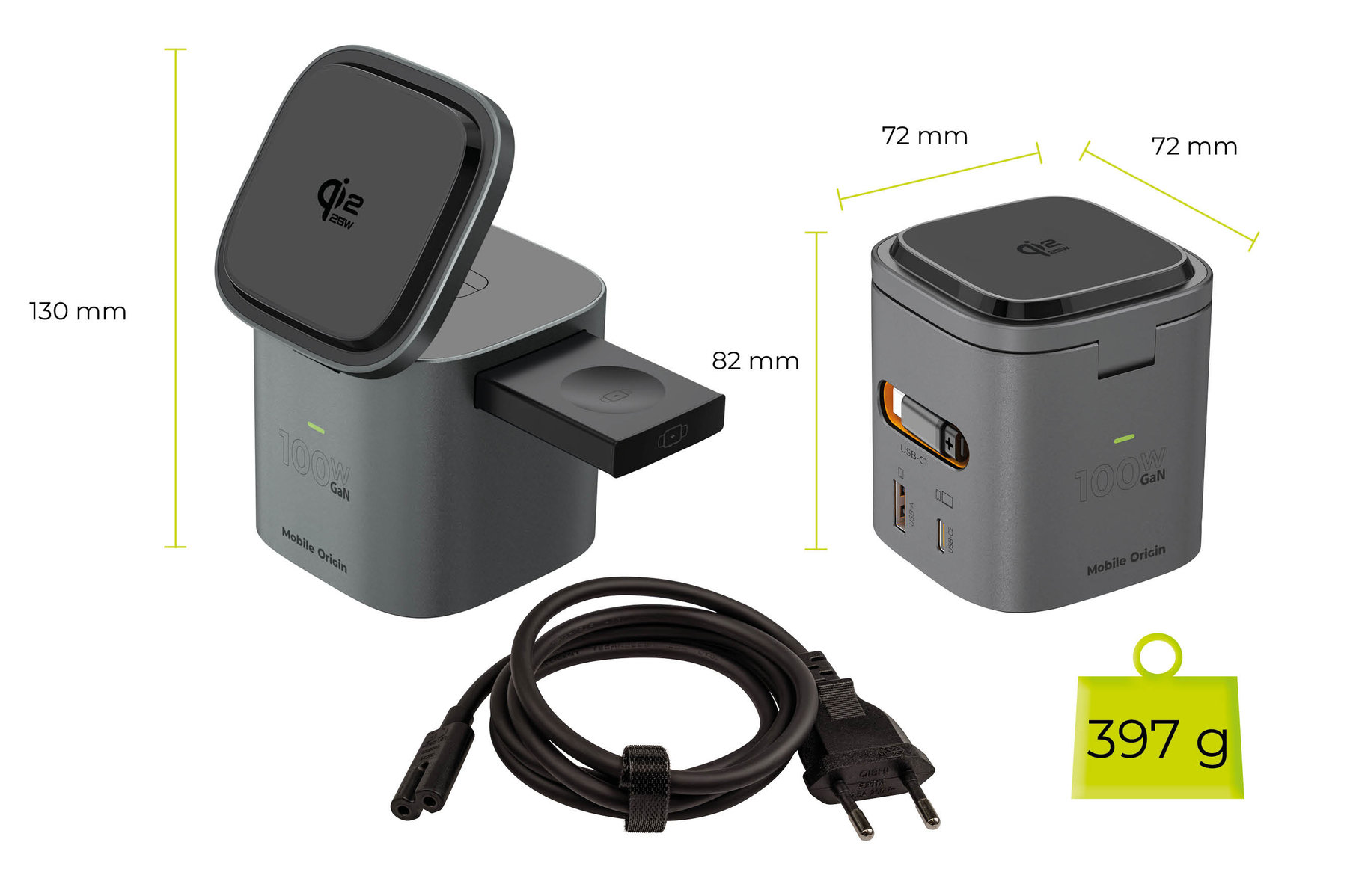 Mobile Origin PW37 6 az 1-ben összecsukható töltő, 100W Qi2 25W, MagSafe kompatibilis-13