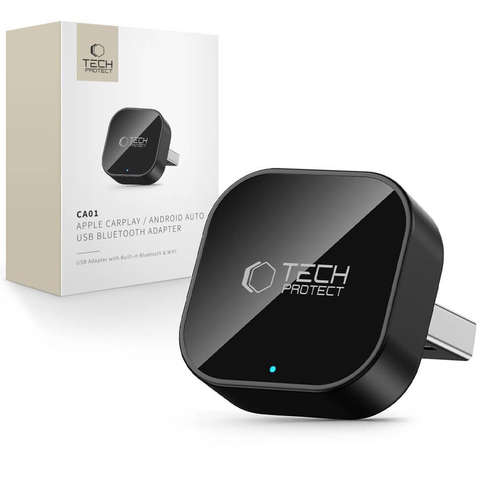 Tech-Protect Ultraboost CA01 vezeték nélküli Apple CarPlay és Android Auto adapter, matt fekete-0