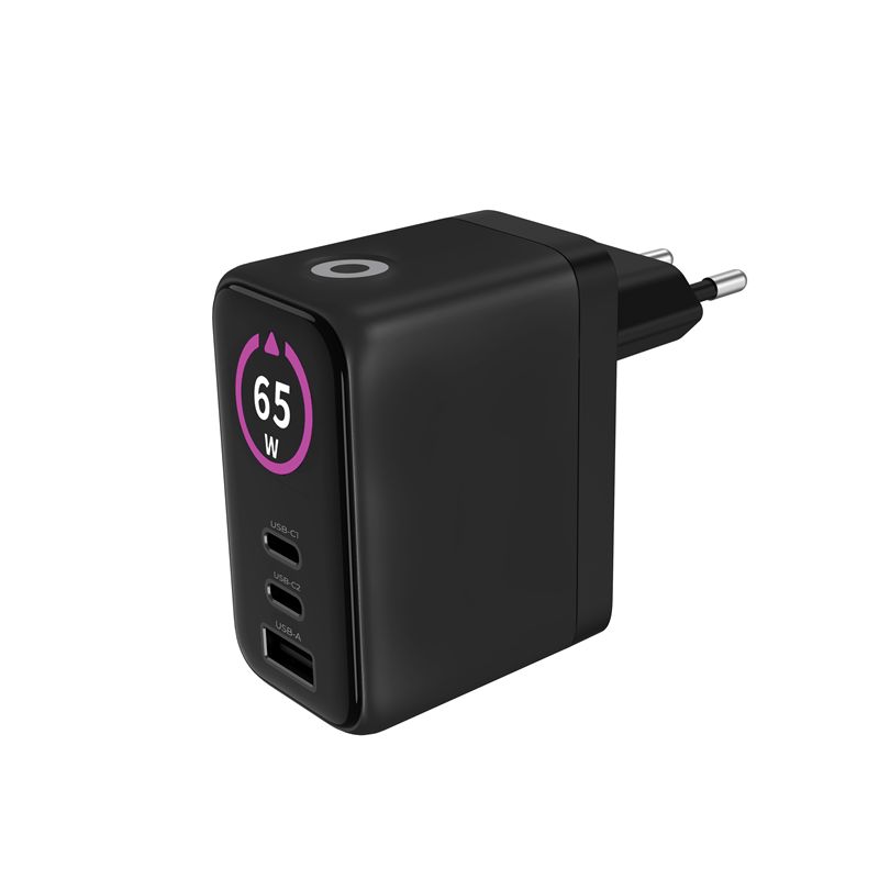 Mobile Origin PW20 65 W GaN hálózati töltő kijelzővel, 2× USB-C és USB-A, fekete-7