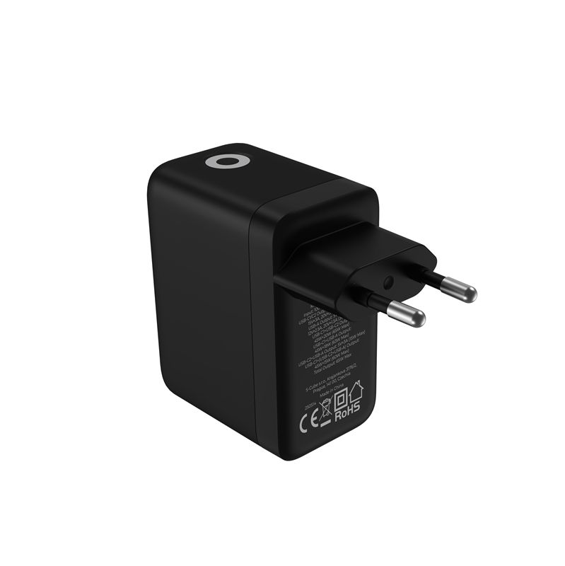 Mobile Origin PW20 65 W GaN hálózati töltő kijelzővel, 2× USB-C és USB-A, fekete-2