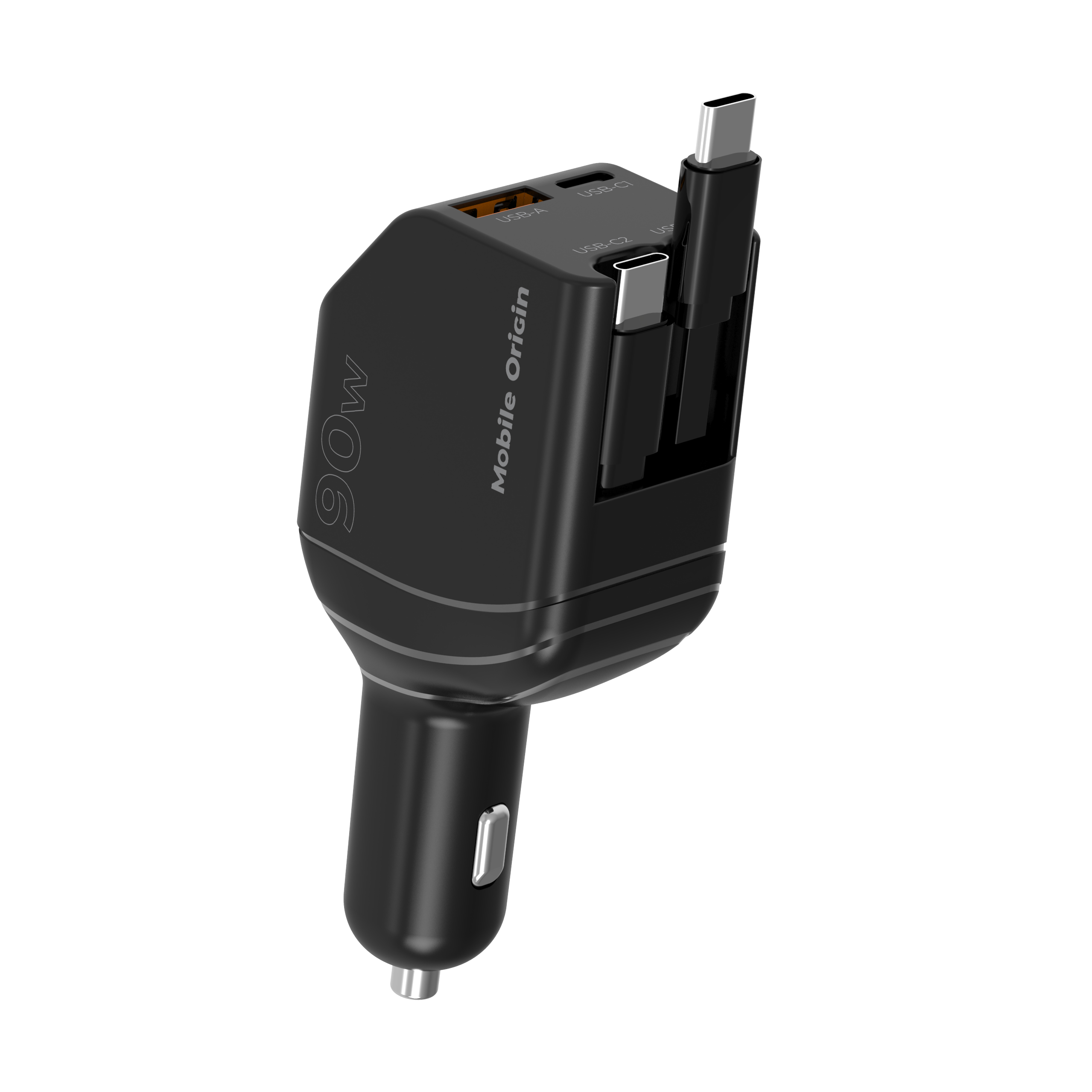 Mobile Origin CA22 90 W-os autós töltő USB-C és USB-A csatlakozóval, 2 db USB-C kábellel, fekete-12