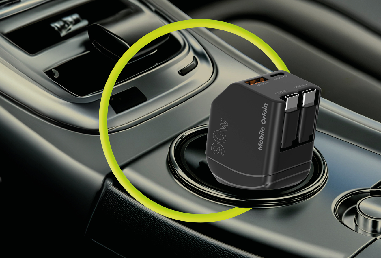 Mobile Origin CA22 90 W-os autós töltő USB-C és USB-A csatlakozóval, 2 db USB-C kábellel, fekete-4