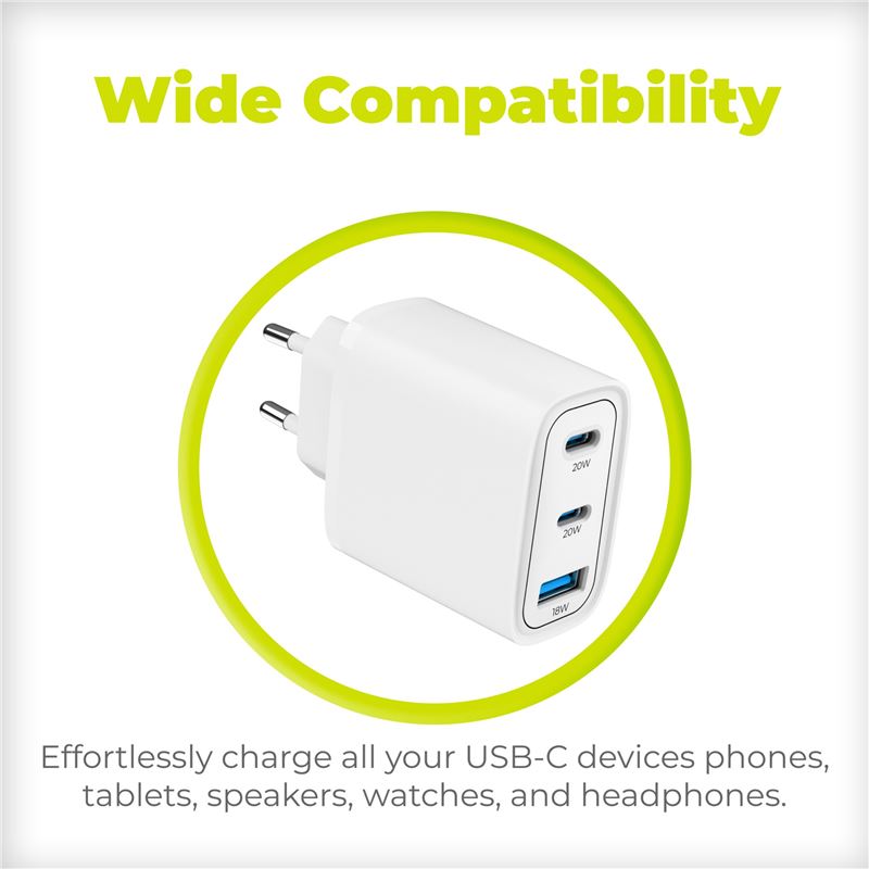 Mobile Origin GaN 40W fali töltő MO13 fehér, 1 USB-A és 2 USB-C-10
