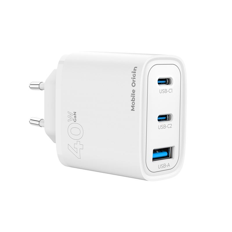 Mobile Origin GaN 40W fali töltő MO13 fehér, 1 USB-A és 2 USB-C-7