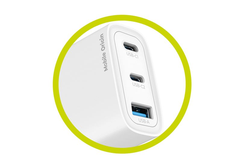Mobile Origin GaN 40W fali töltő MO13 fehér, 1 USB-A és 2 USB-C-6