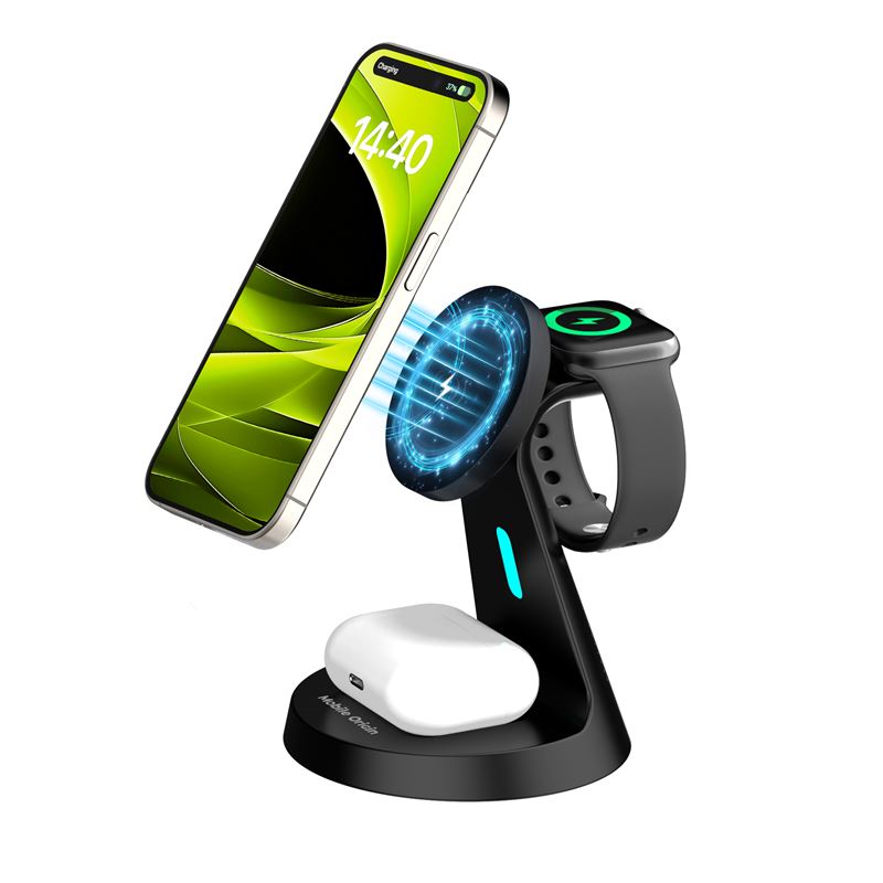 Mobile Origin 3in1 PW9 vezeték nélküli mágneses töltőállvány, fekete-9
