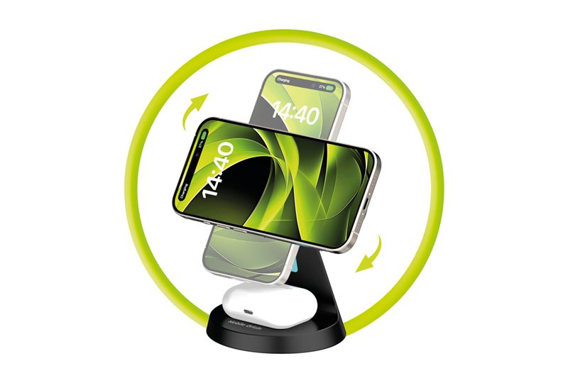 Mobile Origin 3in1 PW9 vezeték nélküli mágneses töltőállvány, fekete-4