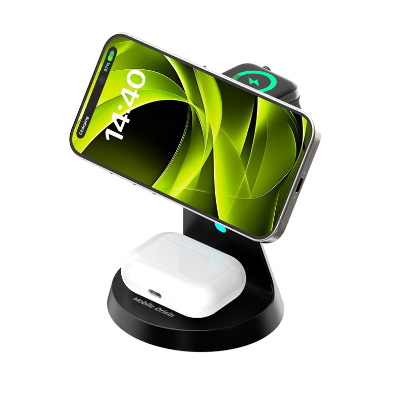 Mobile Origin 3in1 PW9 vezeték nélküli mágneses töltőállvány, fekete-2