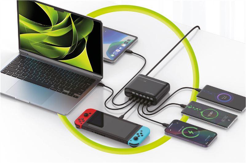 Mobile Origin PW12 GaN 140W utazási töltőállomás EU/UK/US adapterekkel, 3x USB-C + 3x USB-A-11