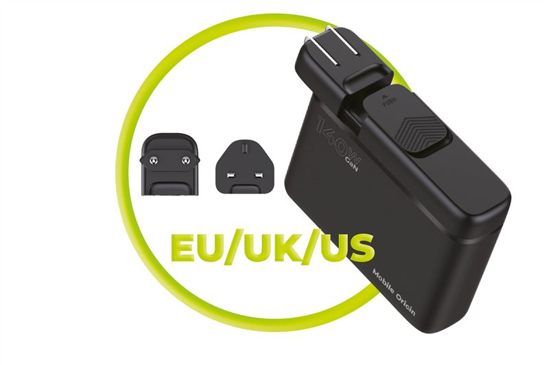 Mobile Origin PW12 GaN 140W utazási töltőállomás EU/UK/US adapterekkel, 3x USB-C + 3x USB-A-10