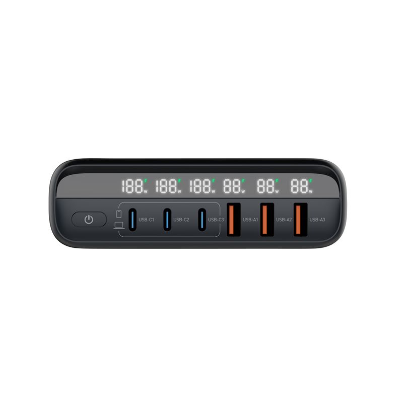 Mobile Origin PW12 GaN 140W utazási töltőállomás EU/UK/US adapterekkel, 3x USB-C + 3x USB-A-2