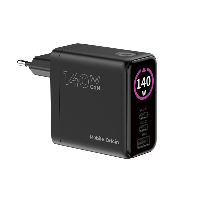 Mobile Origin PW21 140W GaN hálózati töltő kijelzővel, fekete-7