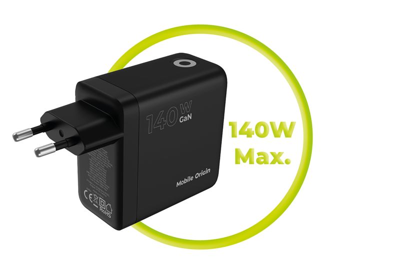Mobile Origin PW21 140W GaN hálózati töltő kijelzővel, fekete-1