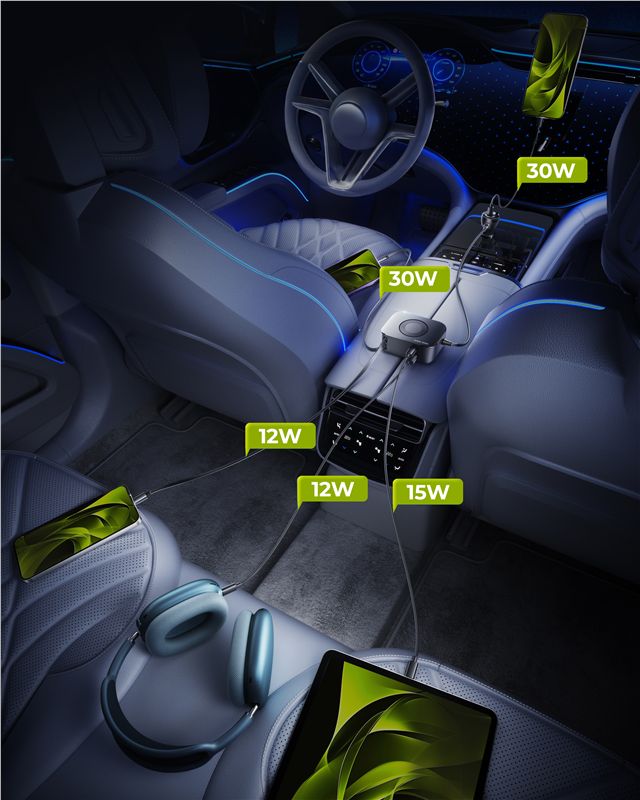 Mobile Origin CA23 75 W-os 5 az 1-ben autós töltő, fekete-15