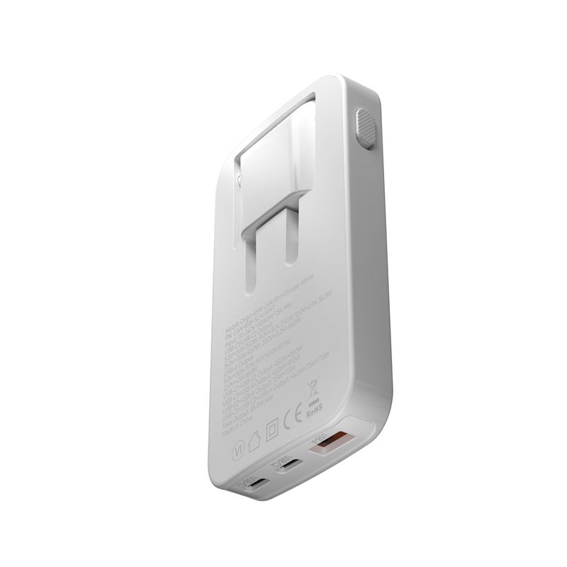Mobile Origin 65 W GaN III Slim hálózati töltő 2× USB-C és USB-A csatlakozóval, fehér-15