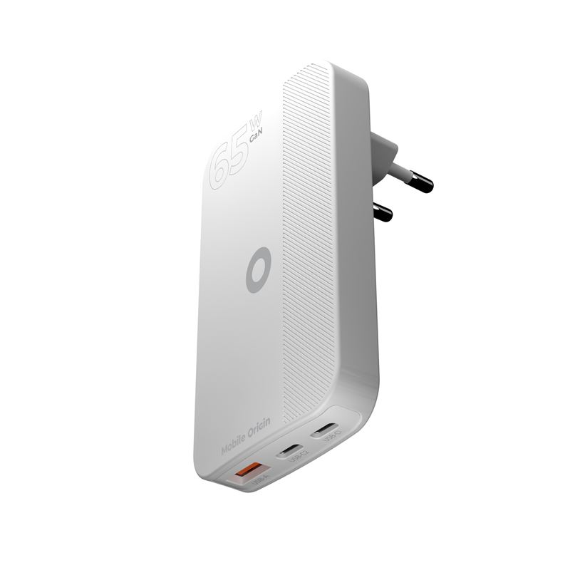 Mobile Origin 65 W GaN III Slim hálózati töltő 2× USB-C és USB-A csatlakozóval, fehér-12