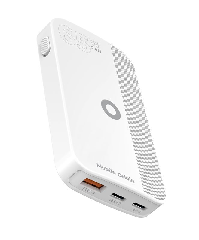 Mobile Origin 65 W GaN III Slim hálózati töltő 2× USB-C és USB-A csatlakozóval, fehér-10