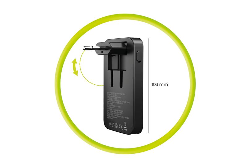 Mobile Origin 65W GaN III Slim hálózati töltő 2× USB-C és USB-A csatlakozóval, fekete-14