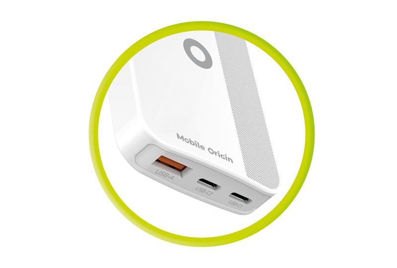 Mobile Origin 65W GaN III Slim hálózati töltő 2× USB-C és USB-A csatlakozóval, fekete-12