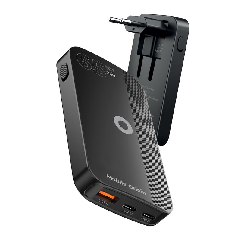 Mobile Origin 65W GaN III Slim hálózati töltő 2× USB-C és USB-A csatlakozóval, fekete-7
