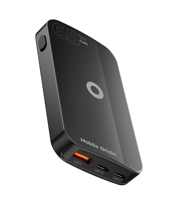 Mobile Origin 65W GaN III Slim hálózati töltő 2× USB-C és USB-A csatlakozóval, fekete-6