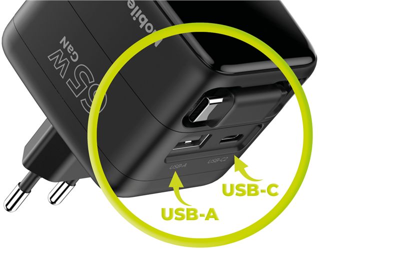 Mobile Origin PW3 65 W-os GaN kijelzős töltő visszahúzható USB-C kábellel, USB-C és USB-A csatlakozóval-3