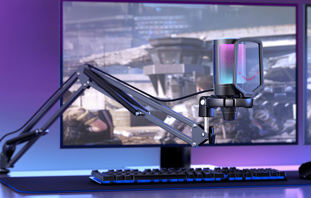 Fifine A6T állványos gamer mikrofon fekete-2