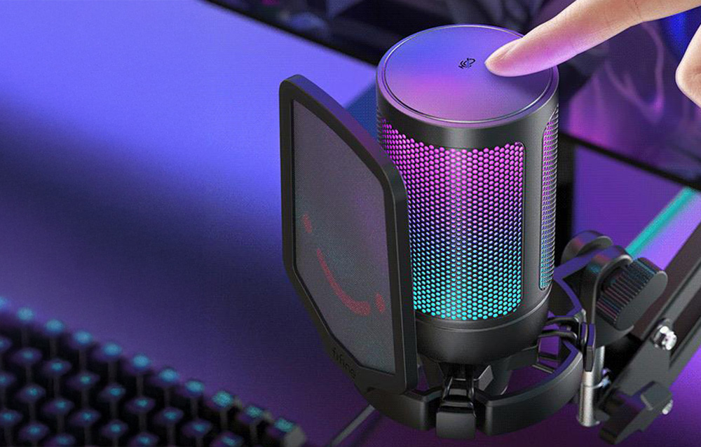 Fifine A6T állványos gamer mikrofon fekete-5