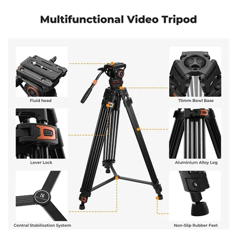 K&F Concept VA3+BV10 Twin Leg videó állvány-1