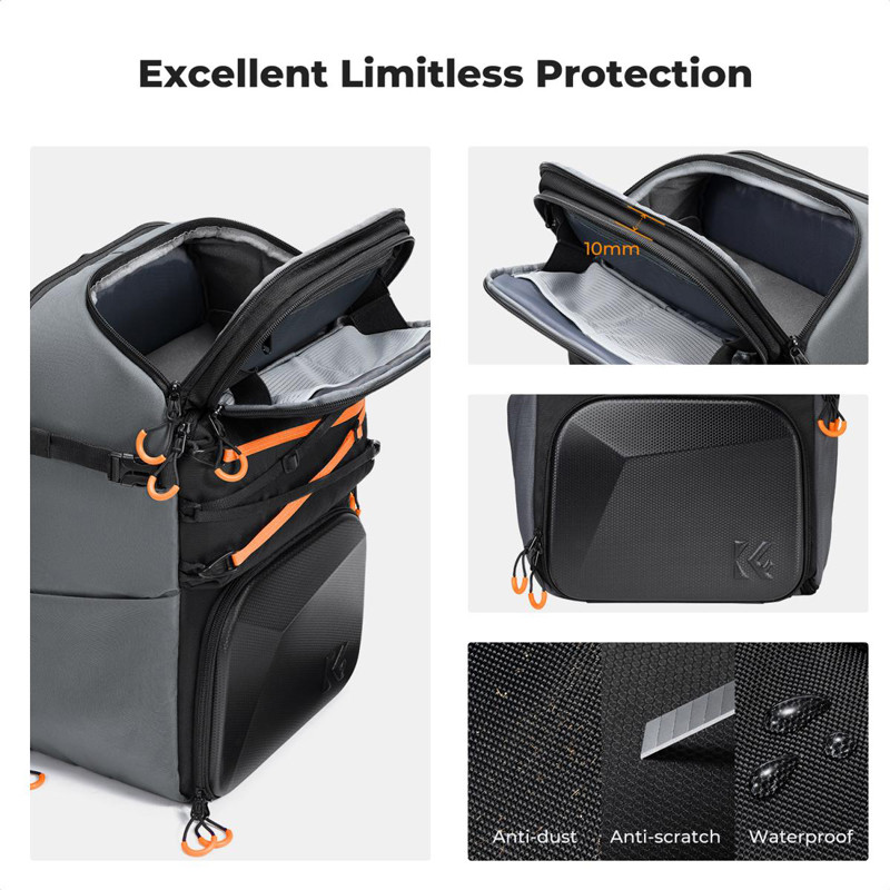 K&F Concept Star Wander 03 25 literes fotós hátizsák, fekete-4