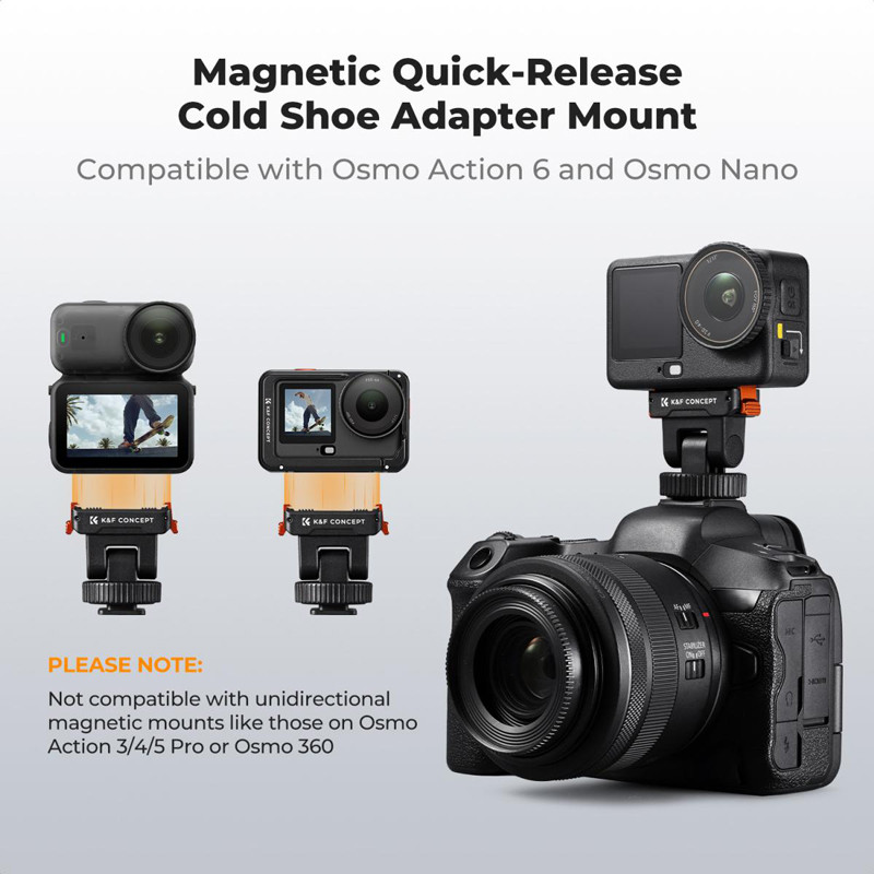K&F Concept műanyag vakupapucs adapter mágneses rögzítéssel DJI Osmo Action 6 és Osmo Nano kamerához-1