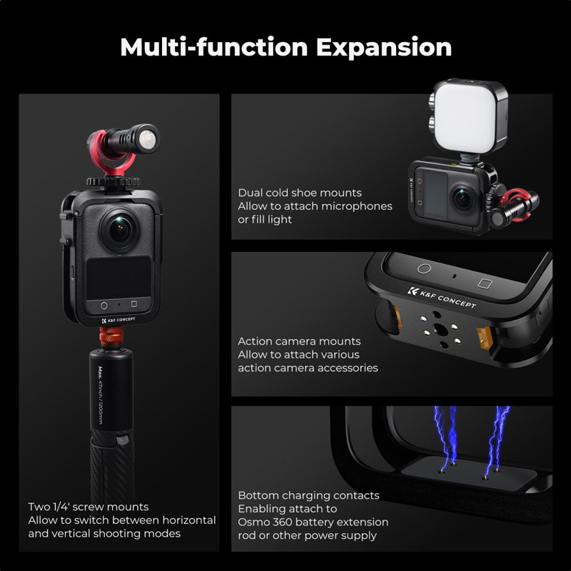 K&F Concept fém kamera cage DJI Osmo 360 kamerához-2