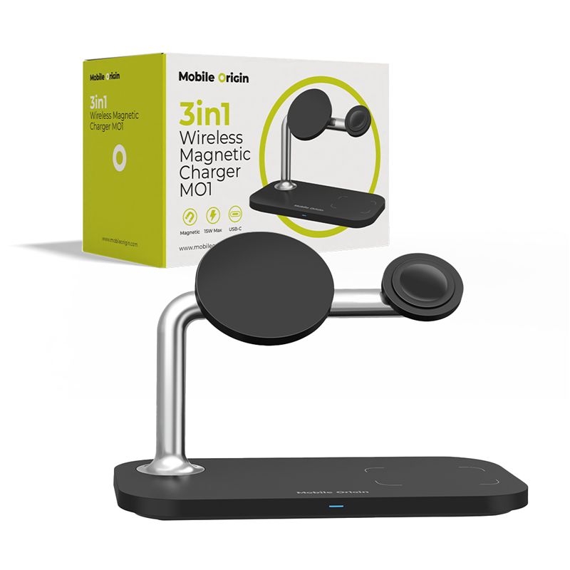 Mobile Origin MO1 3 az 1-ben mágneses vezeték nélküli töltő, fekete-0