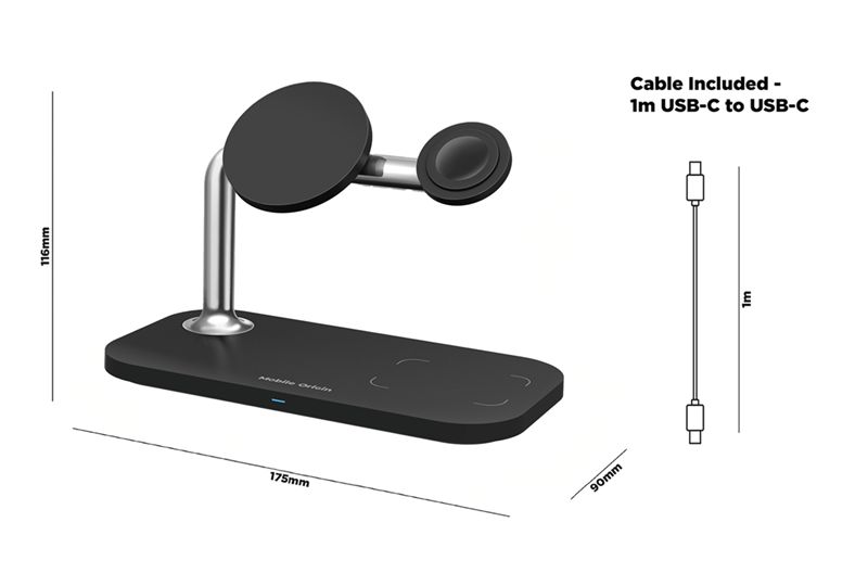 Mobile Origin MO1 3 az 1-ben mágneses vezeték nélküli töltő, fekete-10