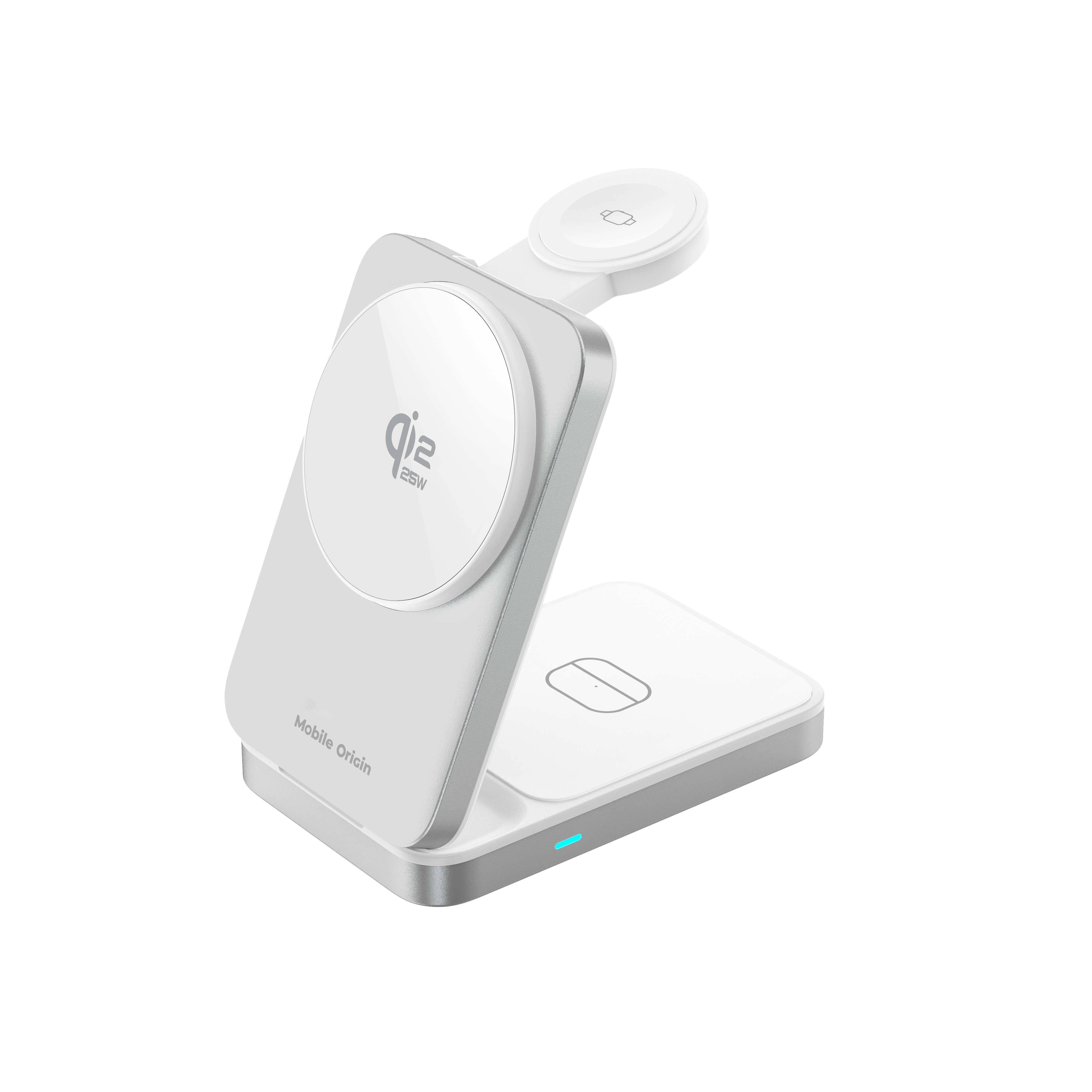 Mobile Origin PW35 összecsukható 3 az 1-ben Qi2 25 W-os töltőállvány, ezüst, MagSafe-kompatibilis-16