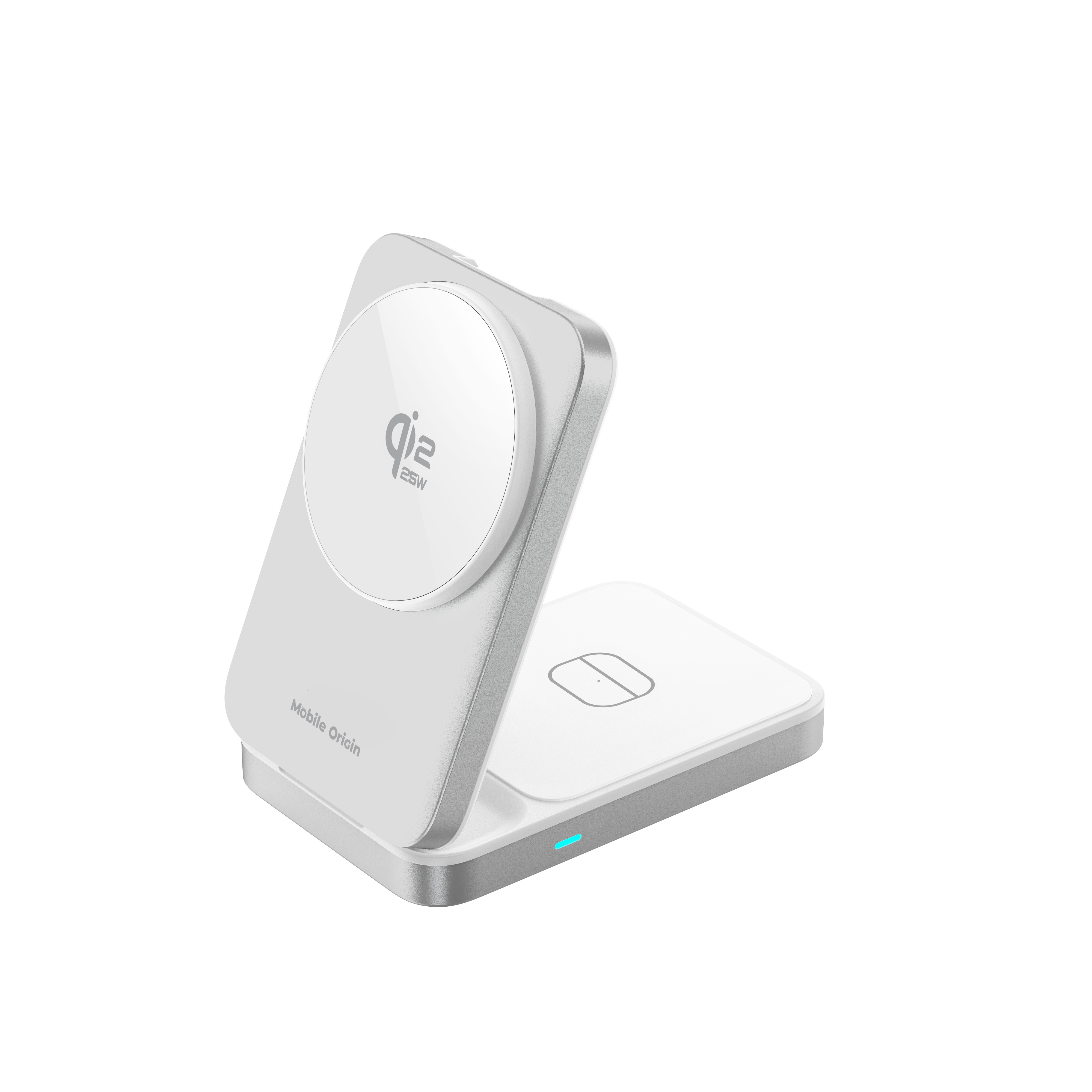 Mobile Origin PW35 összecsukható 3 az 1-ben Qi2 25 W-os töltőállvány, ezüst, MagSafe-kompatibilis-14