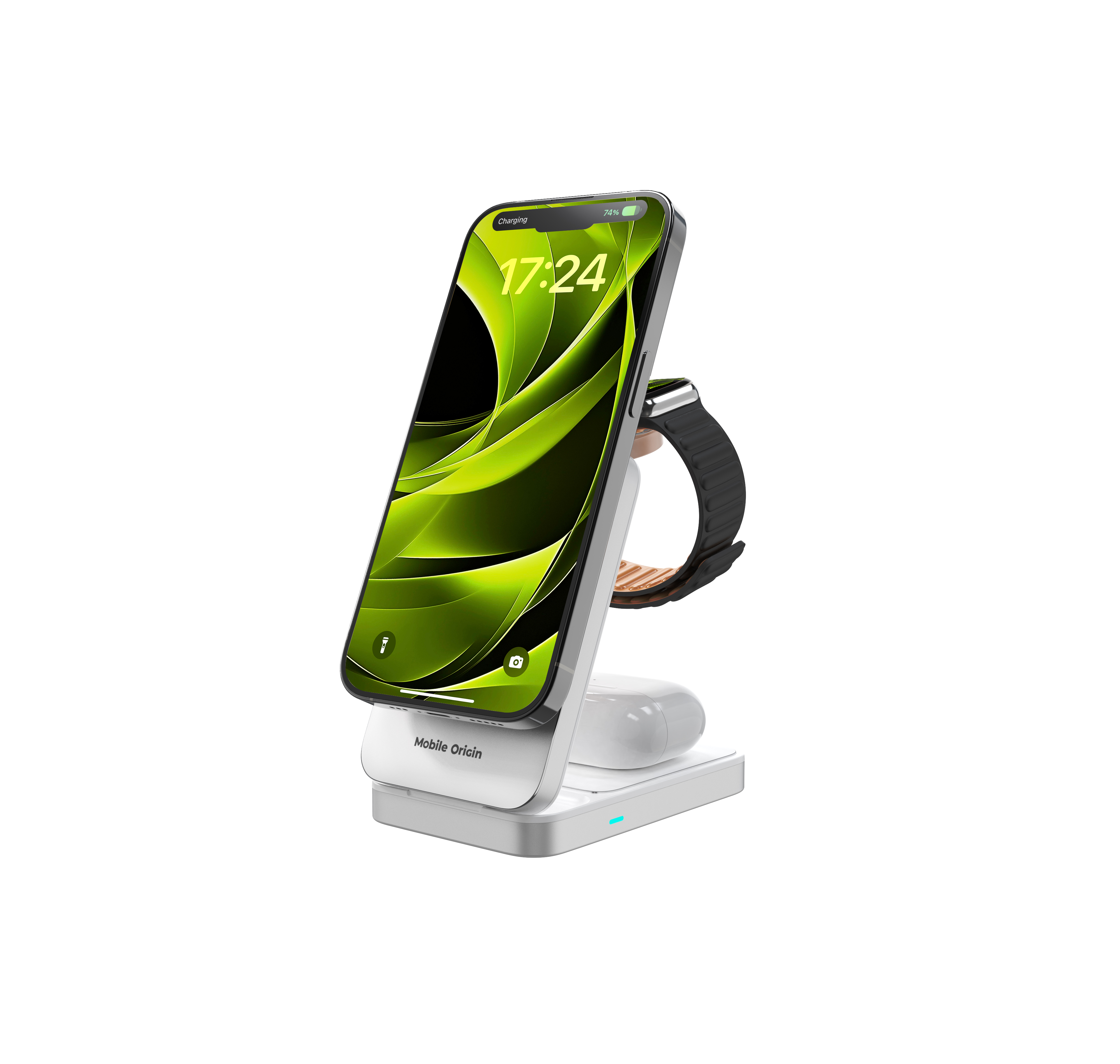 Mobile Origin PW35 összecsukható 3 az 1-ben Qi2 25 W-os töltőállvány, ezüst, MagSafe-kompatibilis-11
