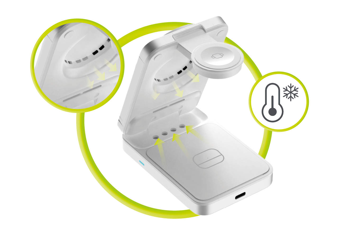 Mobile Origin PW35 összecsukható 3 az 1-ben Qi2 25 W-os töltőállvány, ezüst, MagSafe-kompatibilis-1