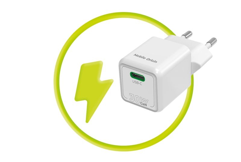 Mobile Origin PW23 30W-os mini USB-C hálózati töltő, fehér-12