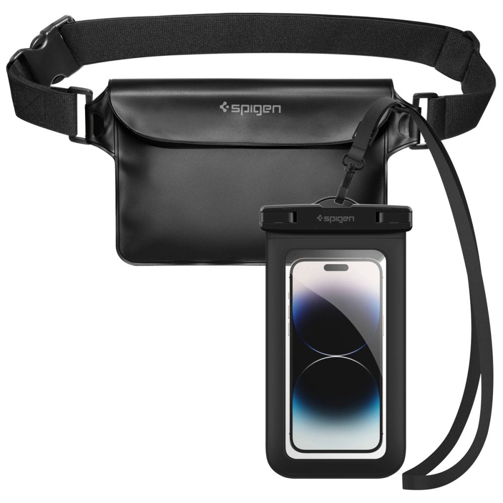 Spigen A621 Fekete Aqua Shield vízálló derék táska + vízálló tok-0