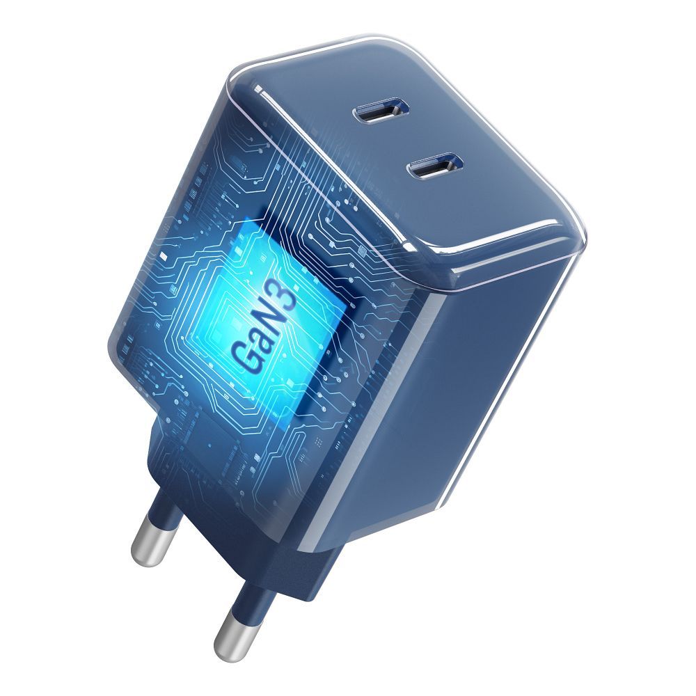 Forcell F-Energy GaN III Crystal Color 60 W-os USB-C hálózati töltő sötétkék USB-C kábellel, VT-60-3