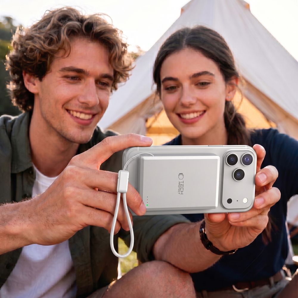 Tech-Protect PB40 LifeMag MagSafe külső akkumulátor 10000 mAh 25 W Qi2.2 fehér-ezüst-4