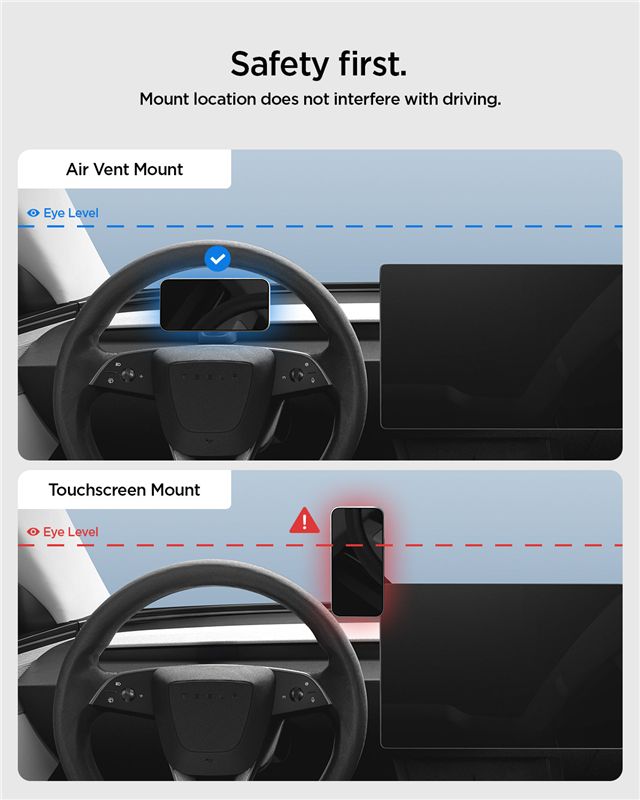Spigen Tesla Airvent MagSafe TAM100 szellőzőrácsos telefontartó, fekete – Tesla Model 3 (2024–2026) / Model Y Juniper (2025–2026)-2